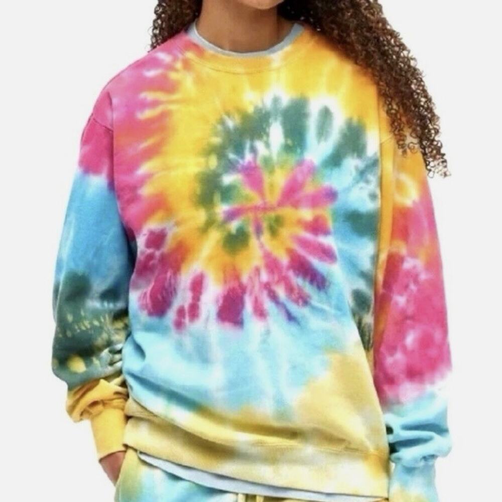 La Detresse Rainbow Tropical Strawberry Field Tie Dye L Crewneck Sweatshirt-JB1